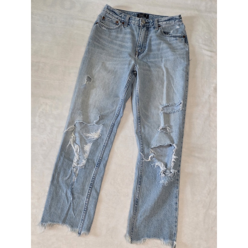 Abercrombie & Fitch Womens Size 25 0R Distressed Annie Girlfriend Hi Rise Jeans